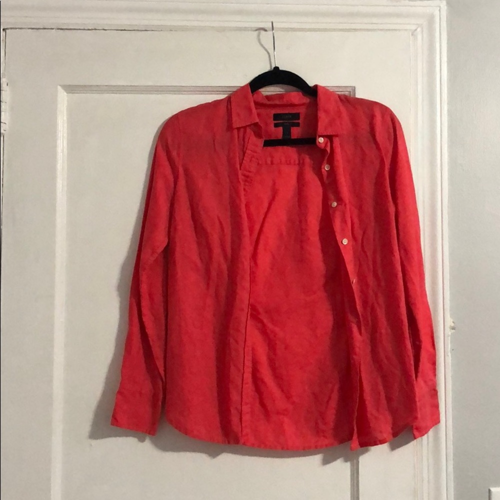 Pink orange button down